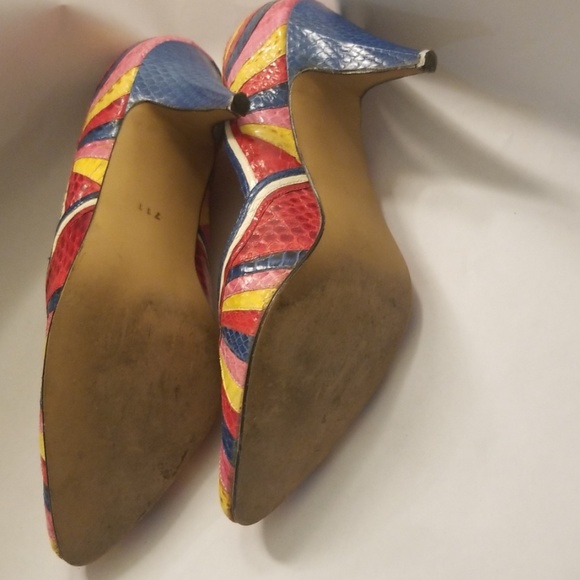 JASMIN SNAKESKIN MULTI COLOR HEEL SHOES 7.5 - Picture 3 of 8